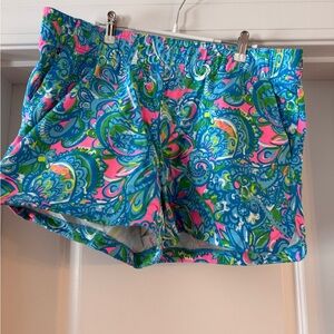 Lilly Pulitzer Blue and Pink Floral Athletic Shorts